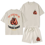 Try Jesus Not Me Cause I Throw Hands Christian Washed T-Shirt & Shorts