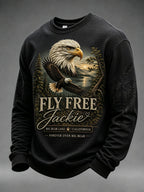 Men'S Jackie The Eagle Print Waffle Long Sleeve Top