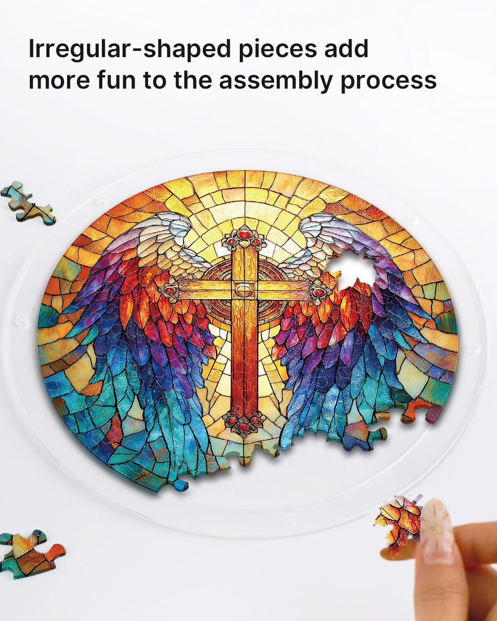 Rainbow Angel Cross Light Suncatcher-Acrylic Window Art