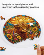 Blooming Highland Cow Light Suncatcher-Acrylic Window Art