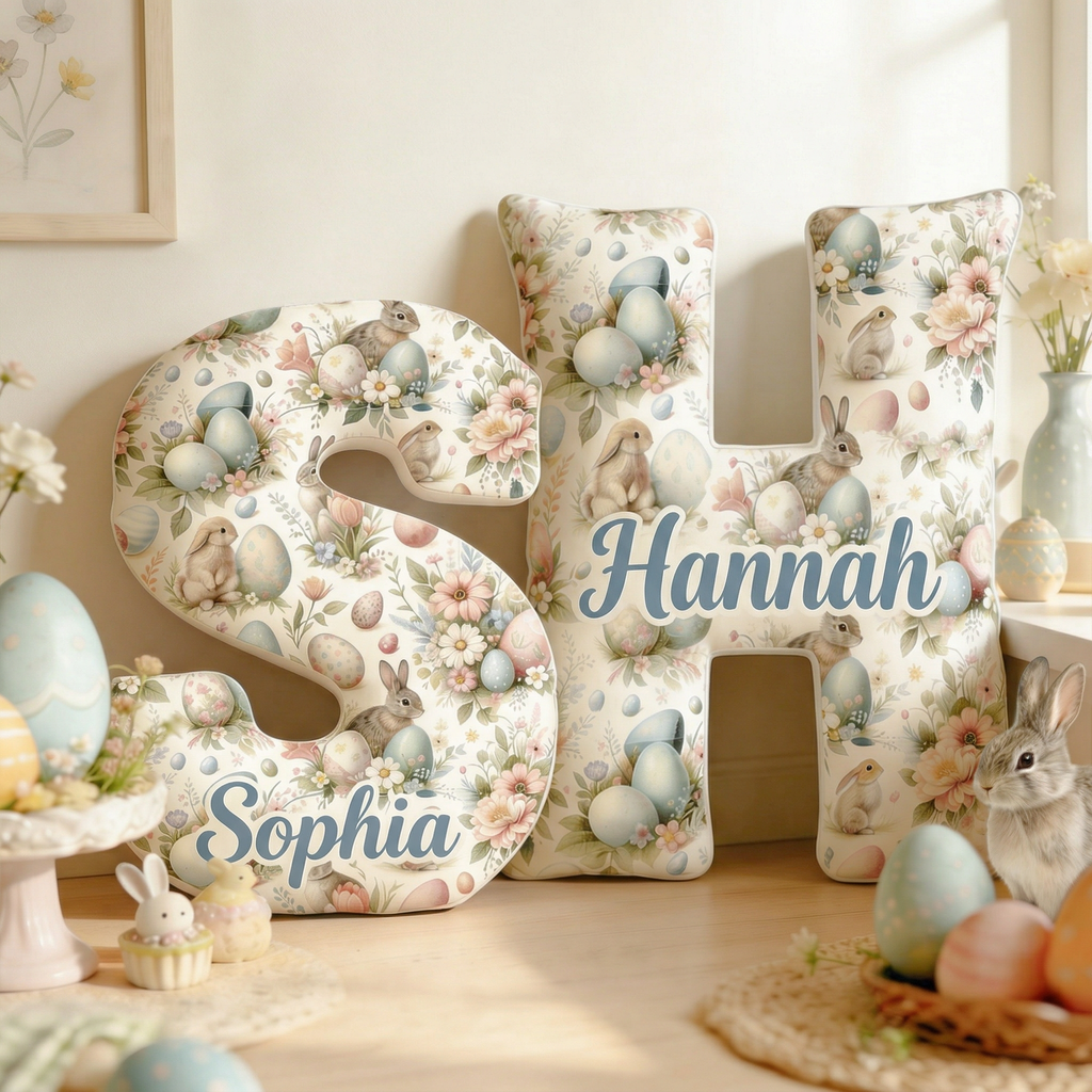 Personalized Floral Bunny Irregular Short Plush Pillow