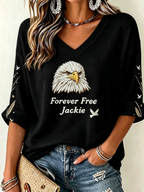 Women's Jackie The Eagle Print V Neck Top