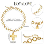 Tewiky Gold Chunky Cross Necklace for Women - Vintage Style