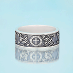 Handmade Cross Ring Christian Sterling Silver Band Ring