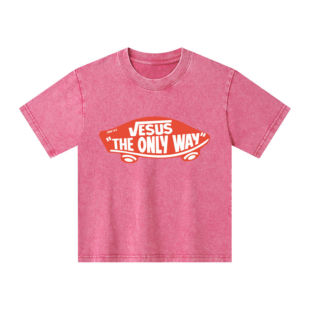 Jesus The Only Way Kid Washed T-Shirt