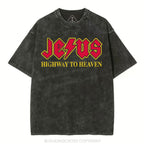 Jesus Highway To Heaven Christian Washed T-Shirt