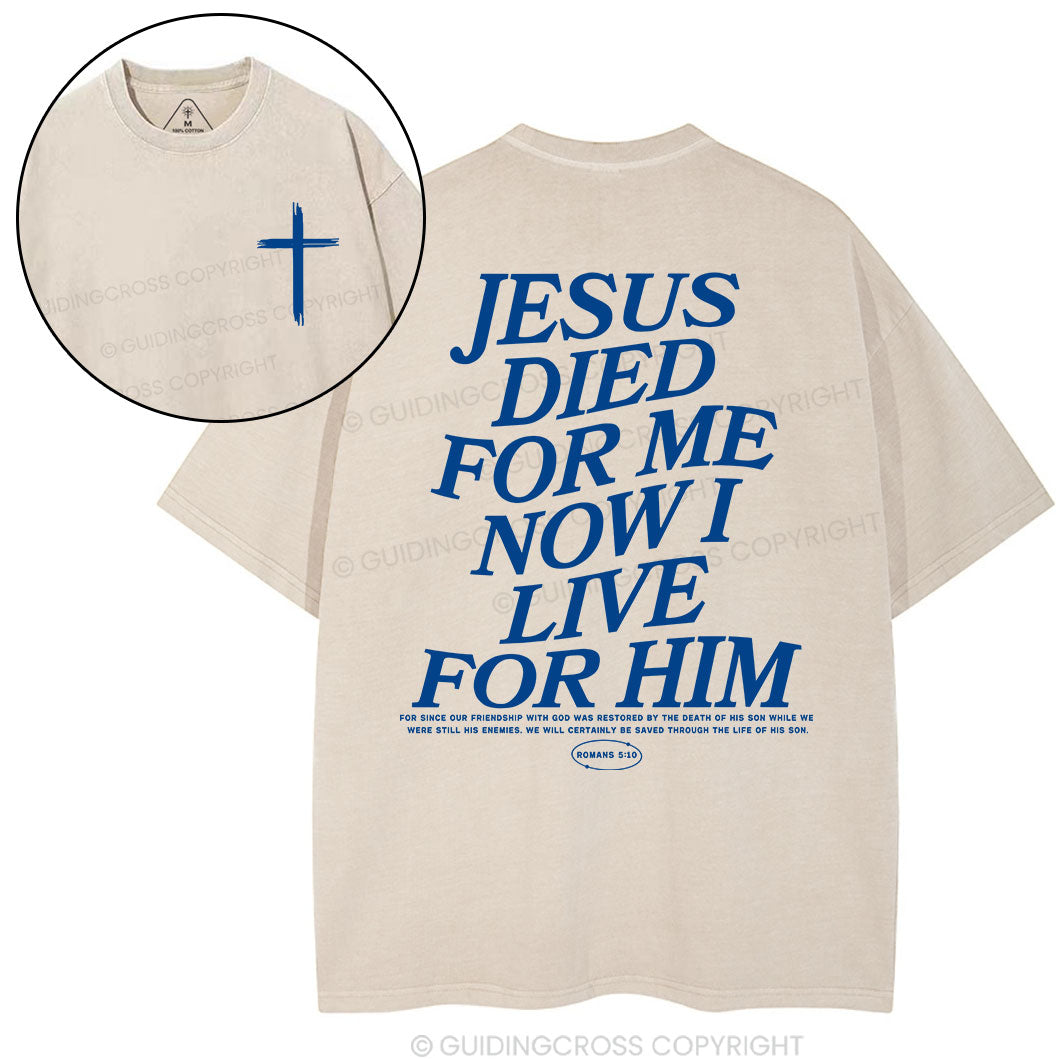 Jesus Died For Me Now I Live For Him Christian Washed T-Shirt