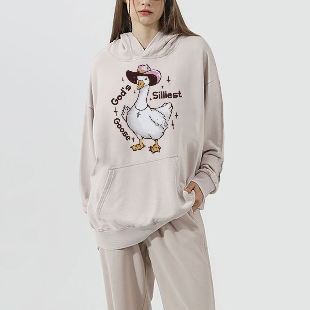 God's Silliest Goose Christian Washed Hoodie