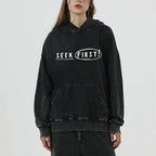 Seek First The Kingdom Of God Christian Washed Hoodie