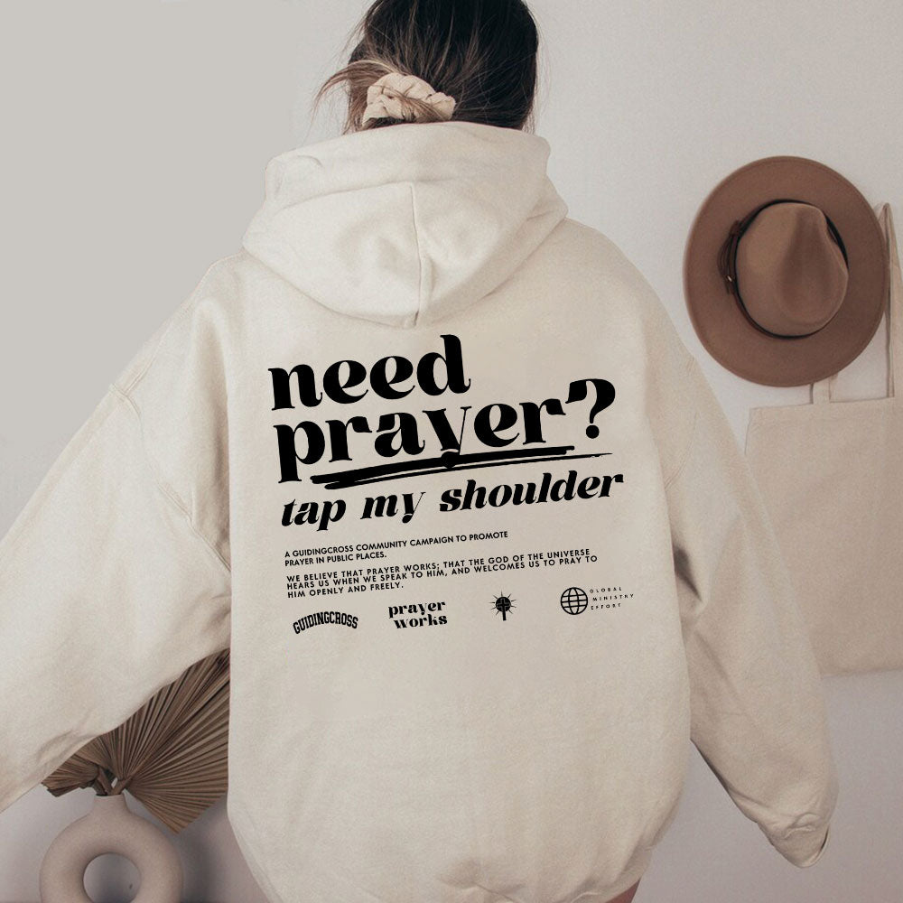 Need Prayer Tap My Shoulder Christian Washed Hoodie