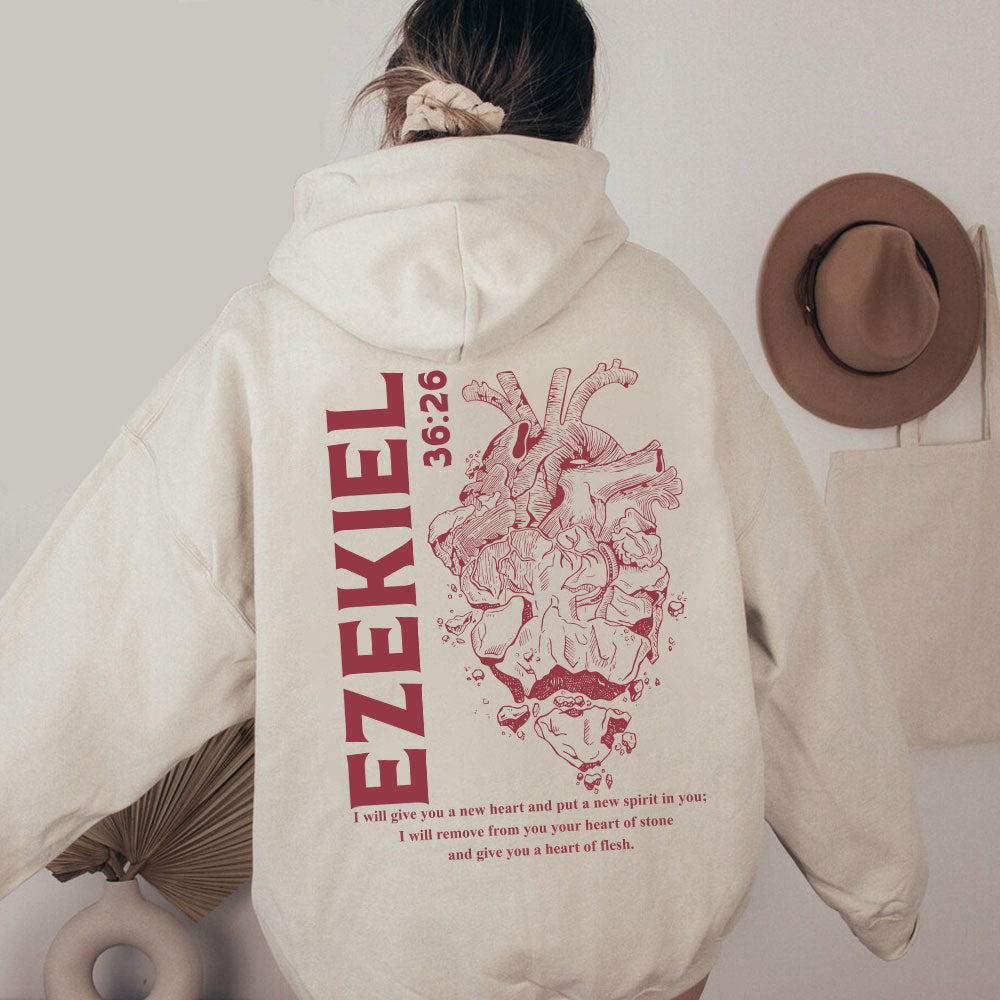 I Will Give You A New Heart And Put A New Spirit Christian Washed Hoodie