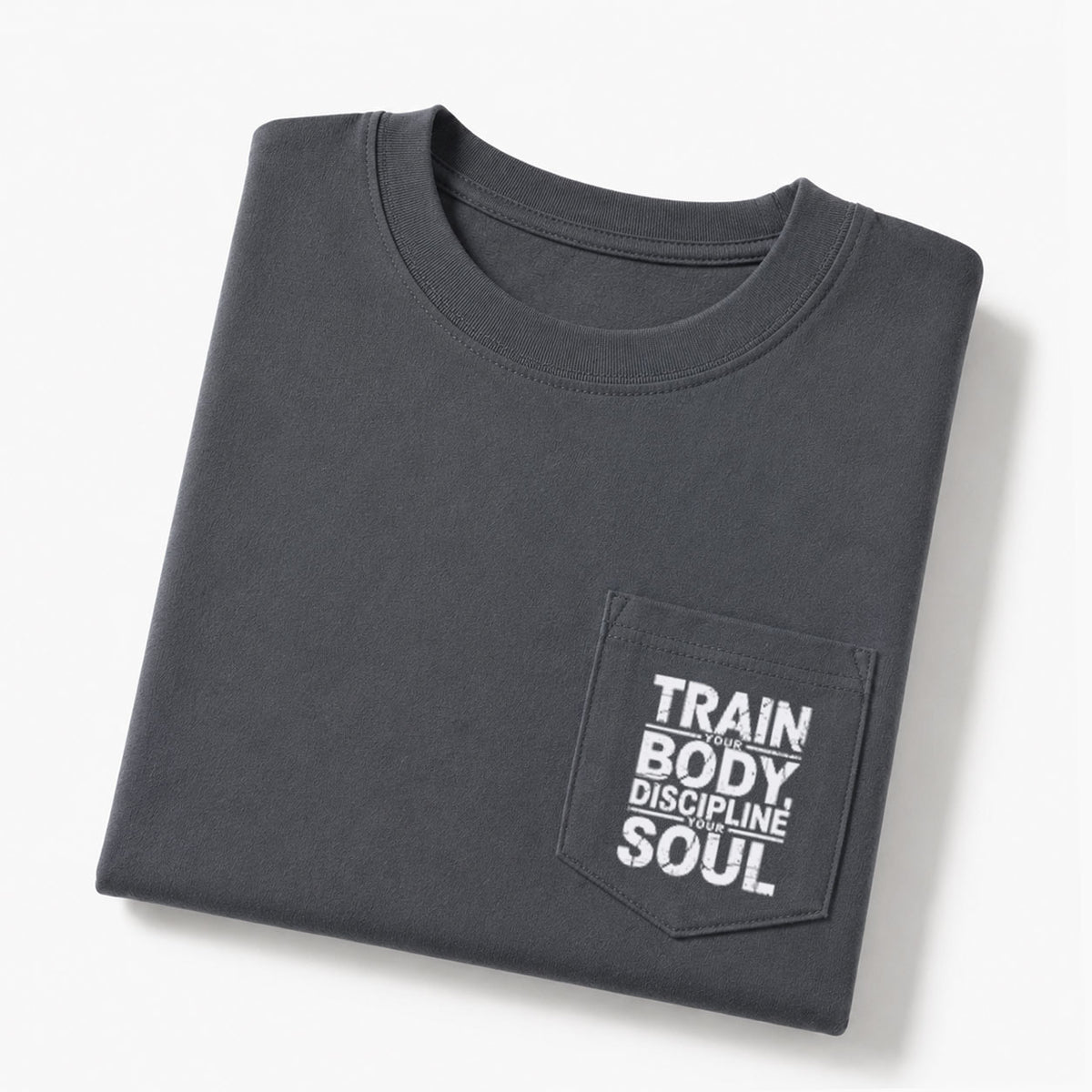 Train Your Body Discipline Your Soul Christian Unisex Pocket T-Shirt