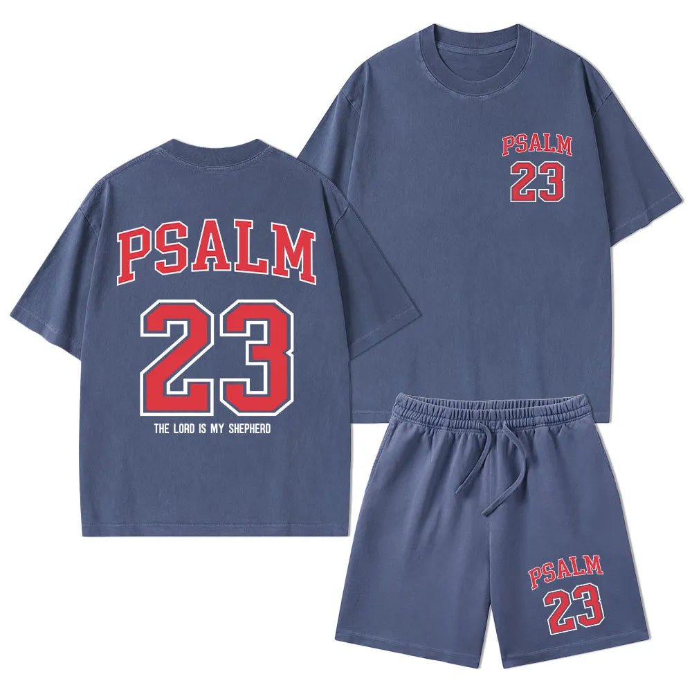Psalm 23 Christian Washed T-Shirt & Shorts