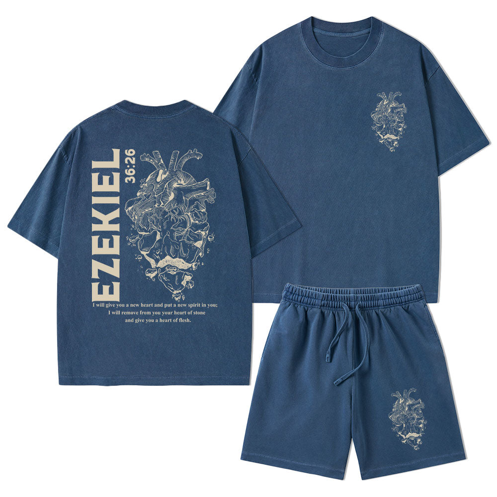 I Will Give You A New Heart And Put A New Christian Washed T-Shirt & Shorts