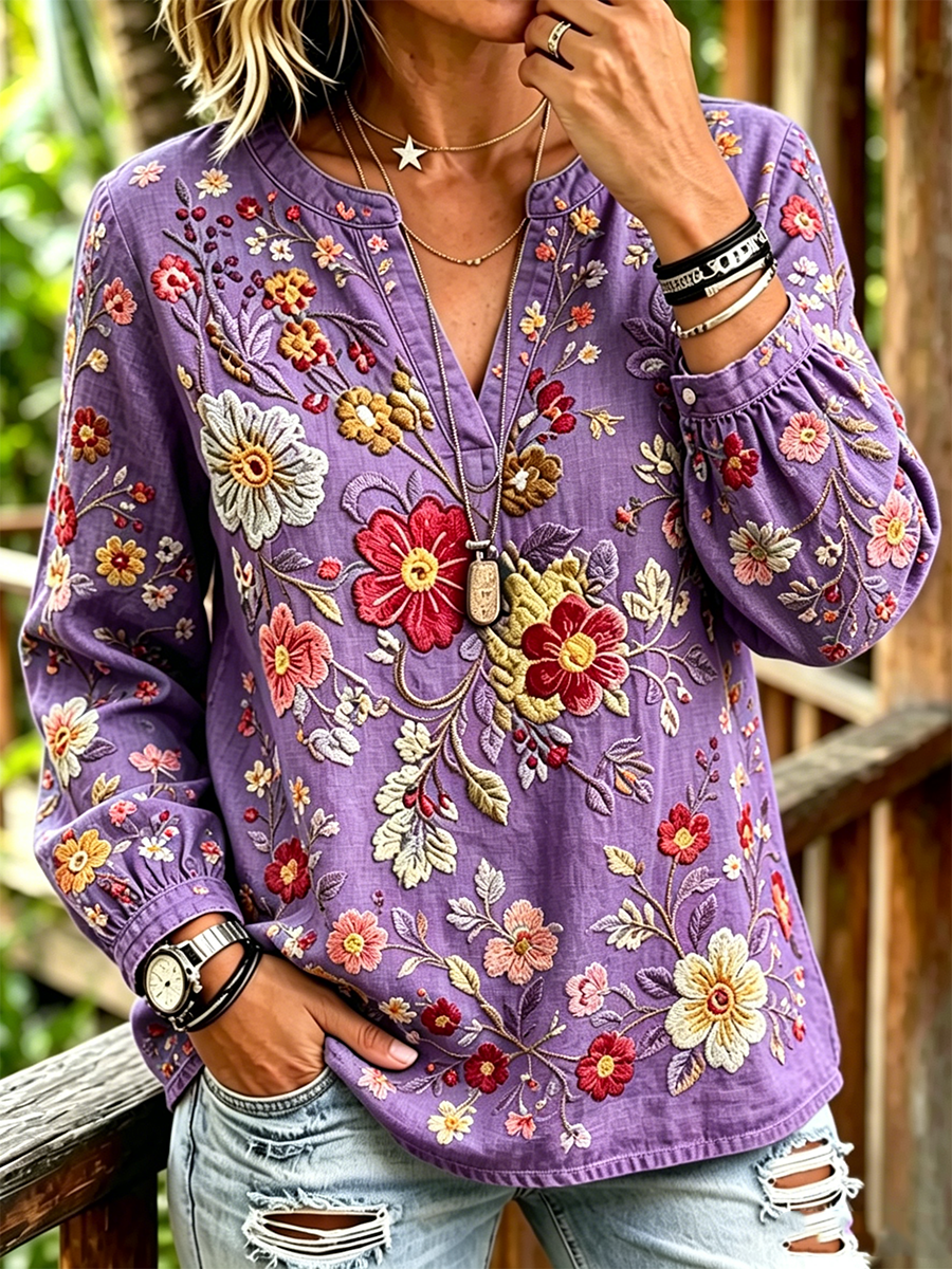 Women'S Casual Floral Print Top