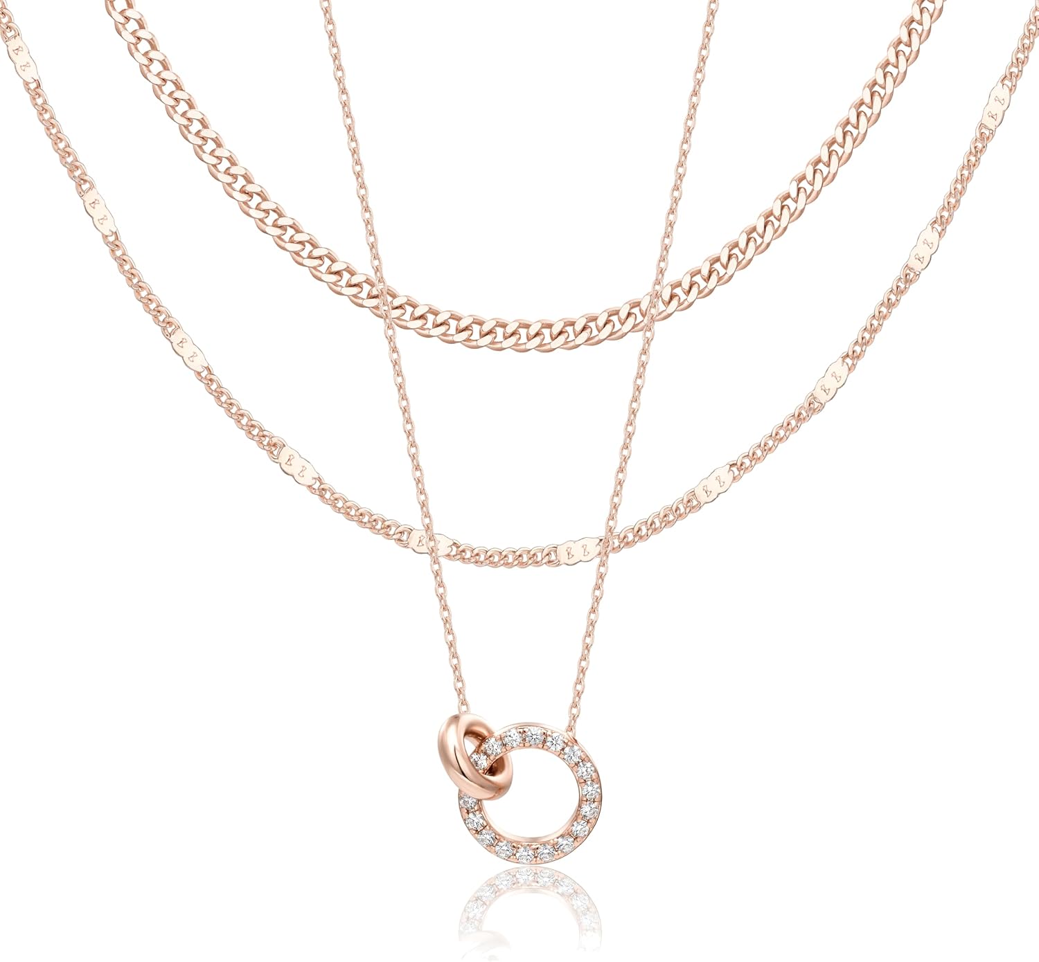 WomenGifts Layered Gold Necklaces for Women, 14K Gold Sterling Silver Plated Dainty Pendant Necklace Set Non Tarnish, Chunky Stackable Cuban Chain Choker, Trendy Birthstone Vacation Jewelry Gift