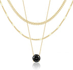 WomenGifts Layered Gold Necklaces for Women, 14K Gold Sterling Silver Plated Dainty Pendant Necklace Set Non Tarnish, Chunky Stackable Cuban Chain Choker, Trendy Birthstone Vacation Jewelry Gift