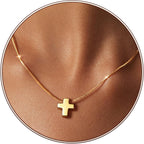 Partm Gold Cross Necklace for Women 14K Plated Dainty Pendant Cross Chain Faith Crucifix Choker Baptism Necklace for Women Trendy Religious Jewelry Hypoallergenic