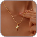 Partm Gold Cross Necklace for Women 14K Plated Dainty Pendant Cross Chain Faith Crucifix Choker Baptism Necklace for Women Trendy Religious Jewelry Hypoallergenic