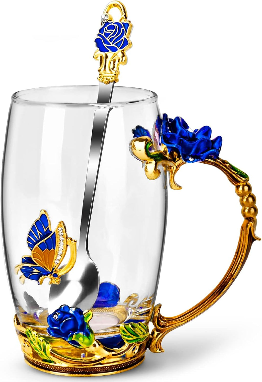Tea Cup Glass Coffee Enamels Mug Gifts for Mom Women Christmas Birthday | Valentines Day for Her Girlfriend Wife,Mothers Day Gifts from Daughter Son,Heat & Cold Resistant,Shatterproof