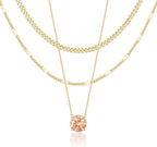 WomenGifts Layered Gold Necklaces for Women, 14K Gold Sterling Silver Plated Dainty Pendant Necklace Set Non Tarnish, Chunky Stackable Cuban Chain Choker, Trendy Birthstone Vacation Jewelry Gift