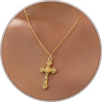 Partm Gold Cross Necklace for Women 14K Plated Dainty Pendant Cross Chain Faith Crucifix Choker Baptism Necklace for Women Trendy Religious Jewelry Hypoallergenic