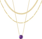 WomenGifts Layered Gold Necklaces for Women, 14K Gold Sterling Silver Plated Dainty Pendant Necklace Set Non Tarnish, Chunky Stackable Cuban Chain Choker, Trendy Birthstone Vacation Jewelry Gift