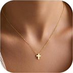 Turandoss 14K Gold Plated Cross Necklaces for Women Girls Jewelry Gifts | Infinity CZ Holy Mary Medal Cross Pendant Necklaces for Women Girls, Baptism Religious Faith Jewelry, First Communion Gifts