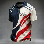 American Men's Creative Printed Short Sleeve Collar T-Shirt