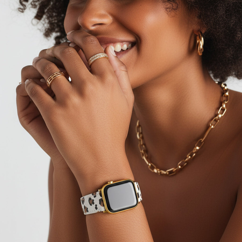 Leopard Print Leather Watch Band for Apple Watch