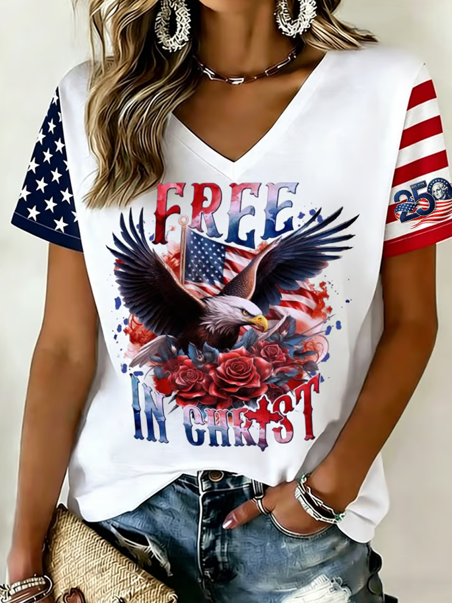 Women's America 250th Anniversary Patriotic Statue of Liberty Graphic Tee