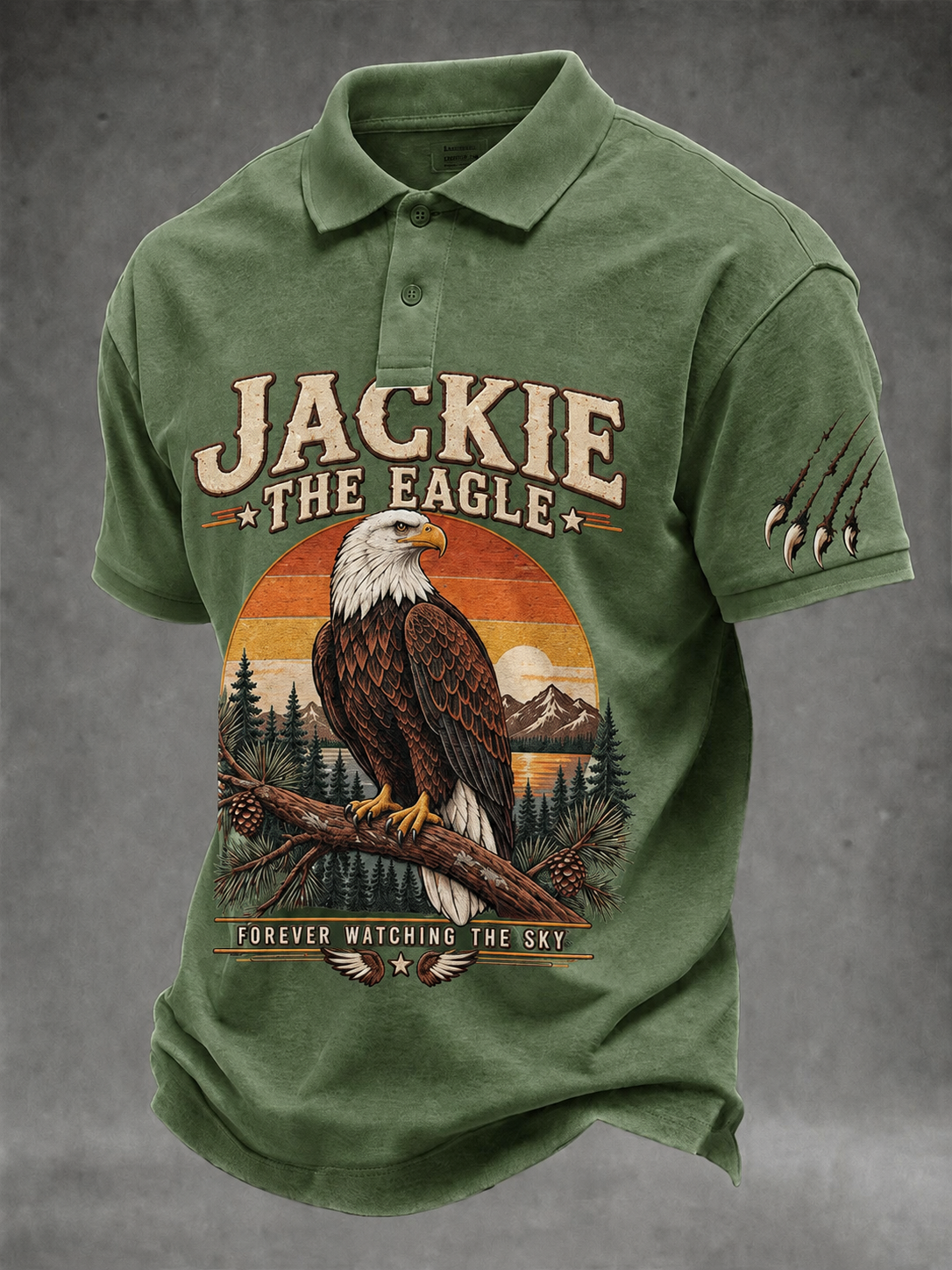 Men's Bald Eagle Jackie Print Polo Shirt
