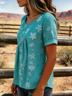 Women'S Casual Solid Embroidered Top
