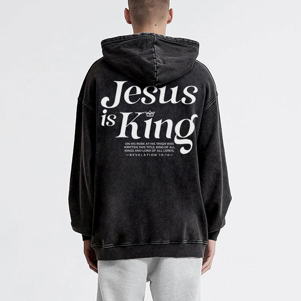 Jesus Is King Christian Washed Hoodie