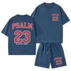Psalm 23 Christian Washed T-Shirt & Shorts