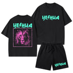 Retro Lion Yeshua Christian Washed T-Shirt & Shorts