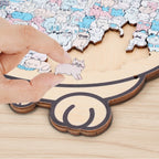 Morandi-Colored Lovely Cat Shaped Wooden Jigsaw Puzzle