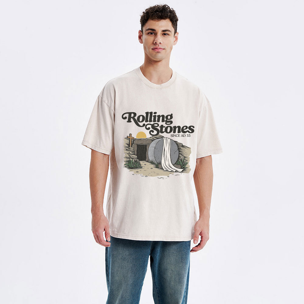 The Stone Was Rolled Away Christian Washed T-Shirt
