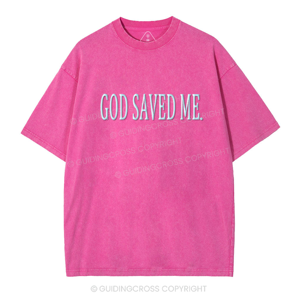 God Saved Me Christian Puff Printed Washed T-Shirt
