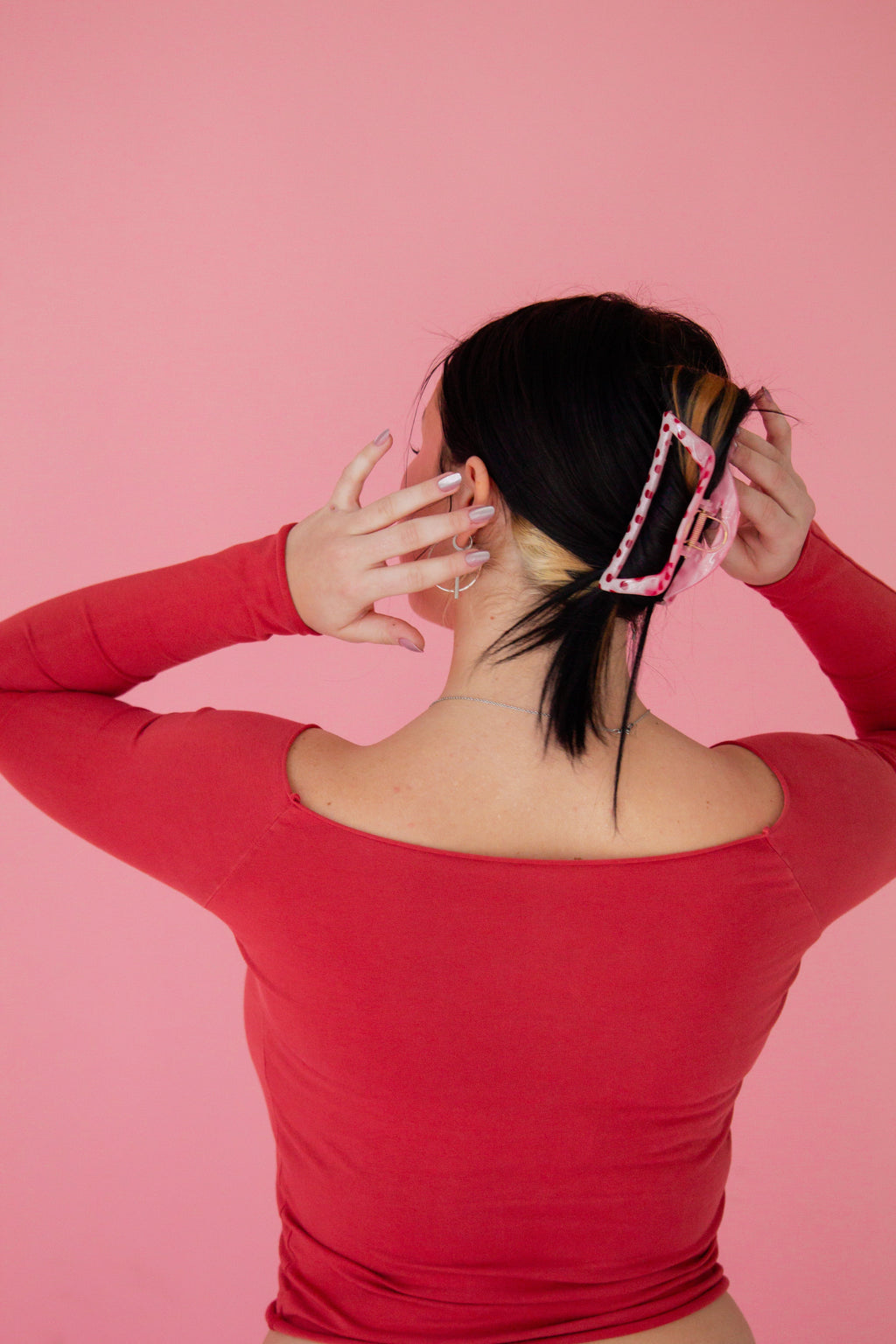 Pink & Red Polka Claw Clip