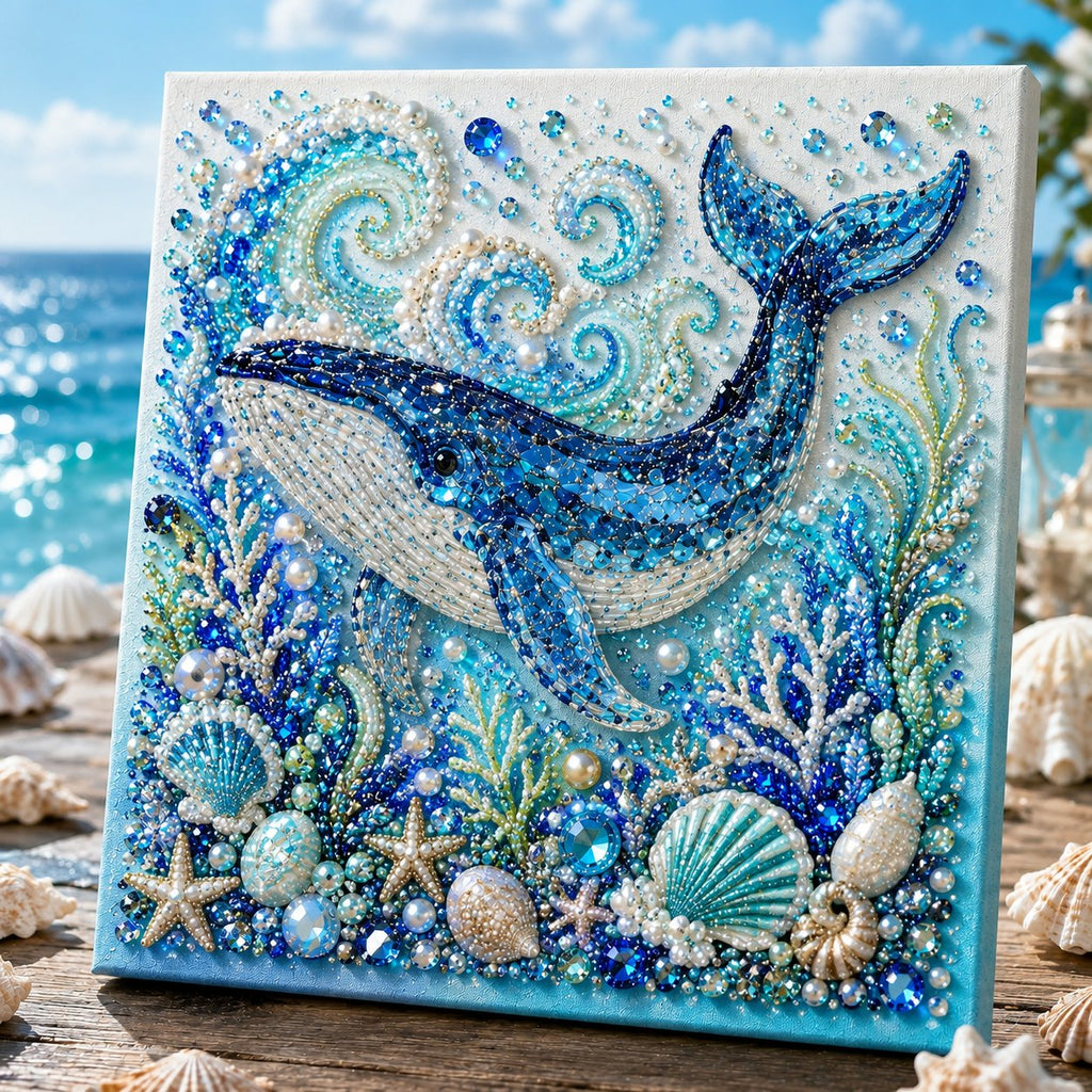 🌊Ocean Theme Pearl Art DIY Kit | 3D Sparkling Coastal Wall Decor 🐚✨