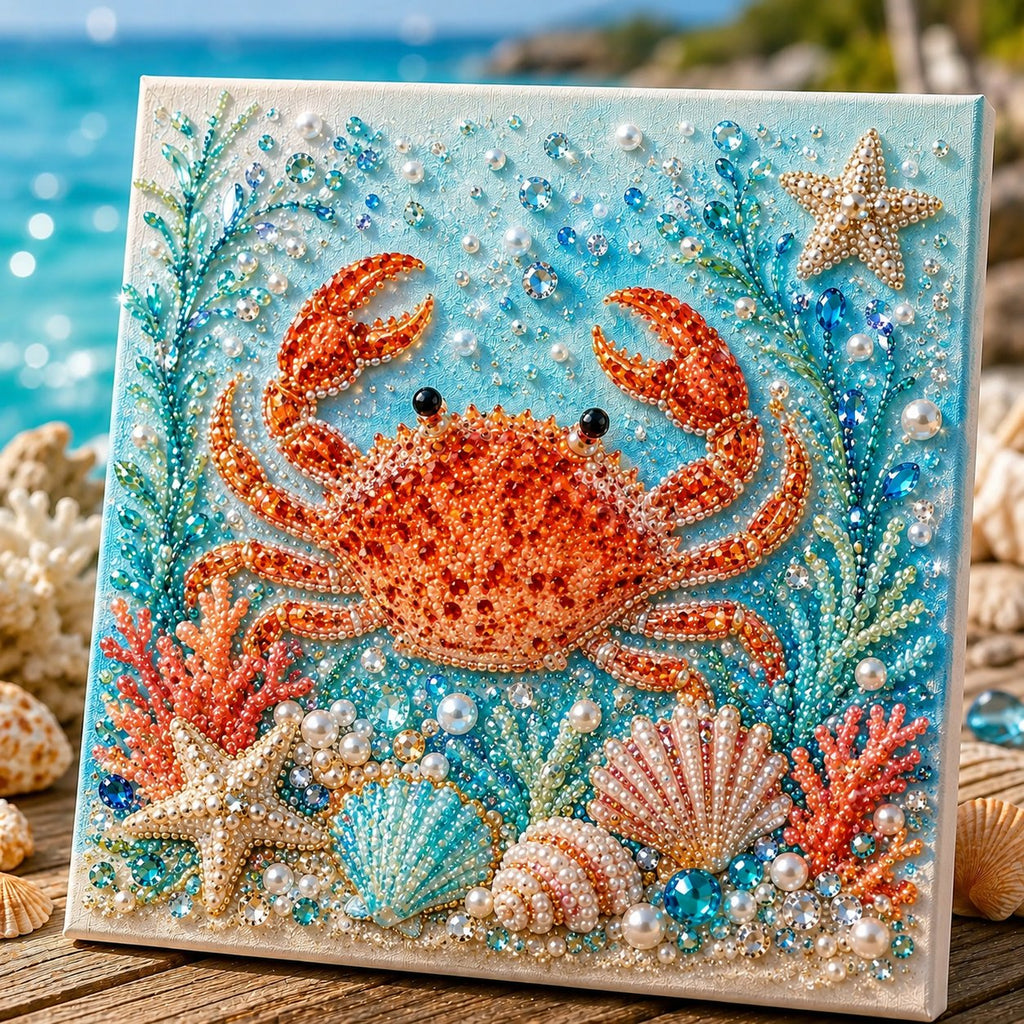 🌊Ocean Theme Pearl Art DIY Kit | 3D Sparkling Coastal Wall Decor 🐚✨