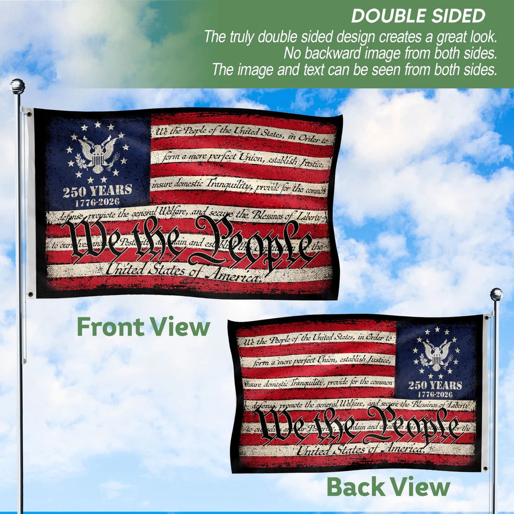 We The People Double-Sided House Flag ¨C 250 Years of Freedom Patriotic