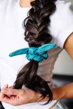 Teal Athletic Bow Scrunchie