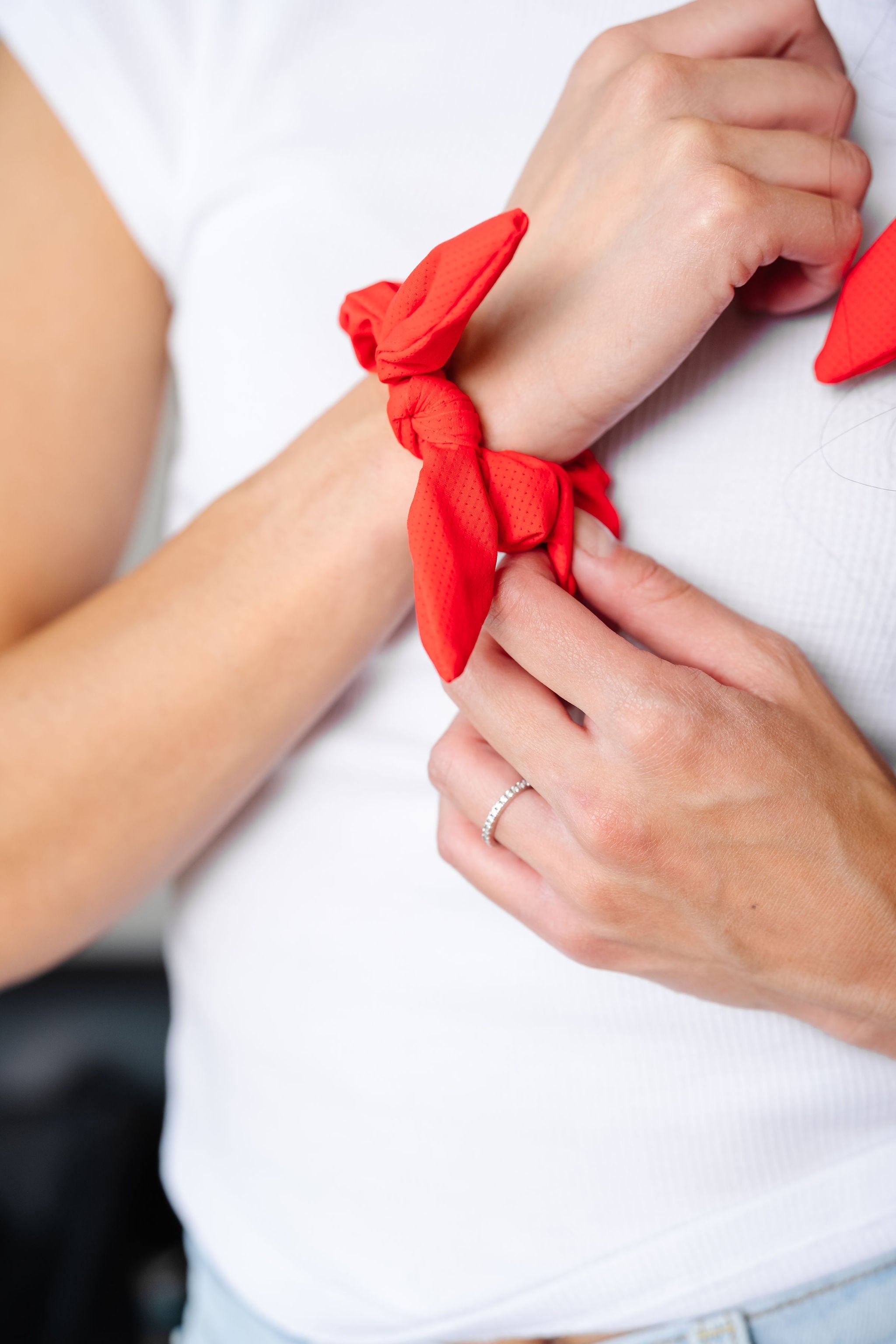 Jersey Red Athletic Bow Scrunchie