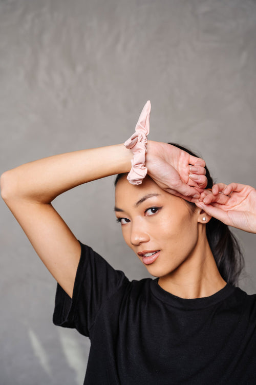 Blush Athletic Bow Scrunchie