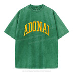 ADONAI Christian Puff Printed Washed T-Shirt