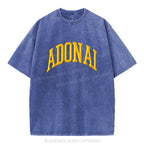 ADONAI Christian Puff Printed Washed T-Shirt