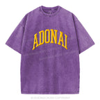 ADONAI Christian Puff Printed Washed T-Shirt