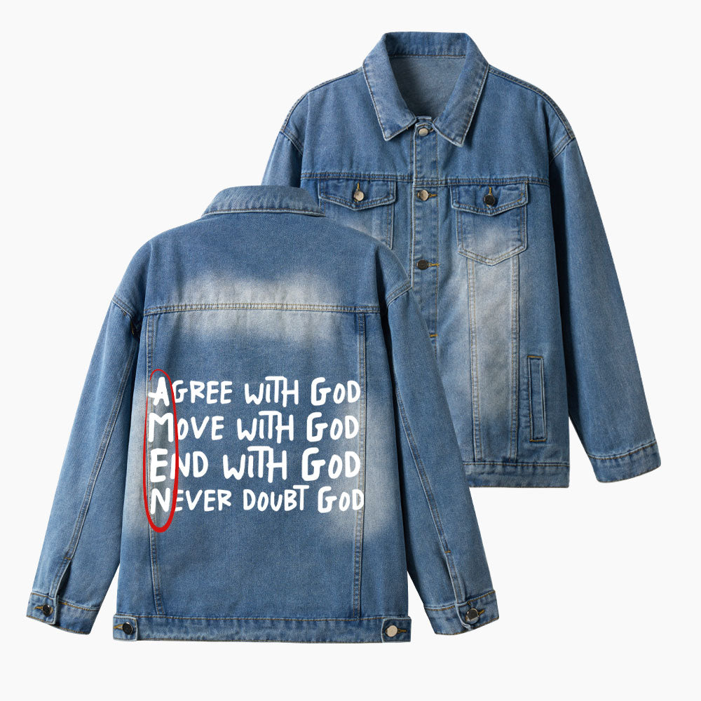 Agree With God Christian Denim Jacket